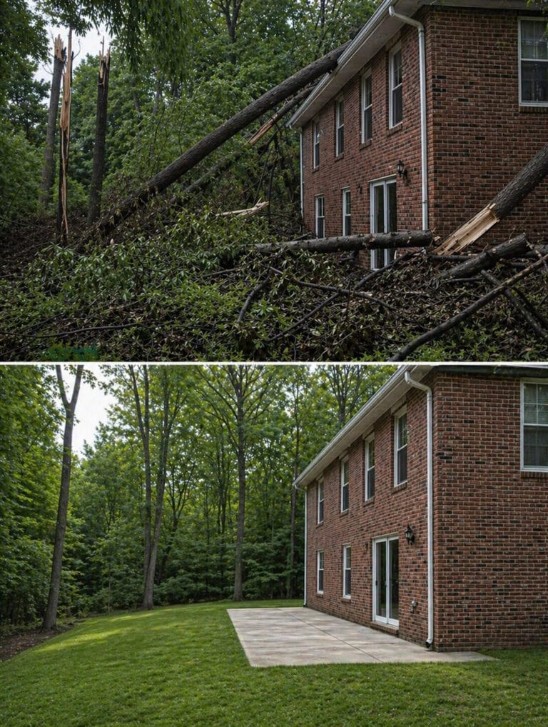 Before After Storm Damage Tree Cleaunup