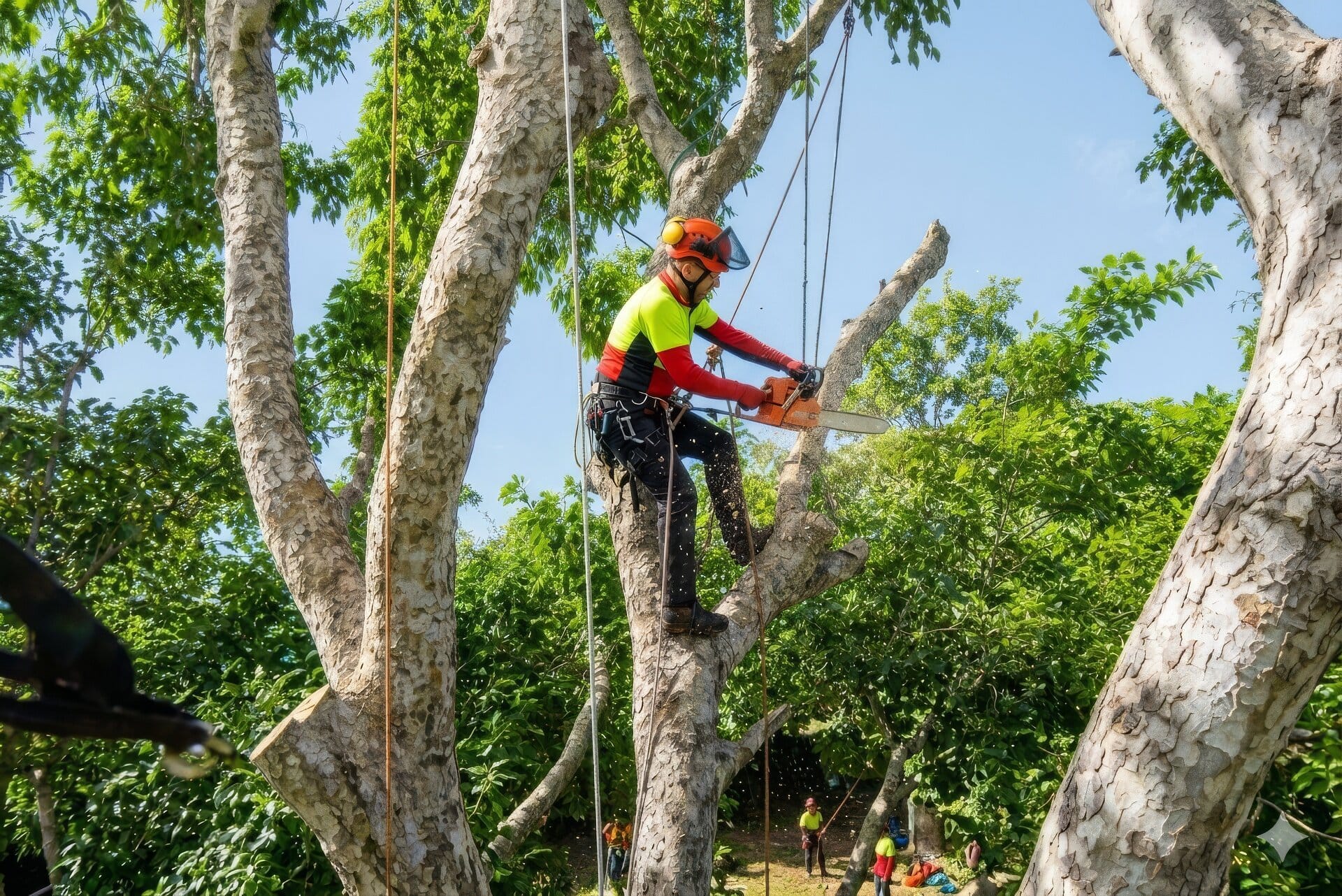 Man Trimming Tree Limb topaz upscale 1920w
